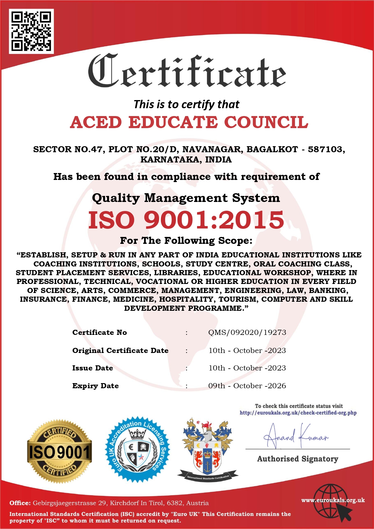 Certificate
